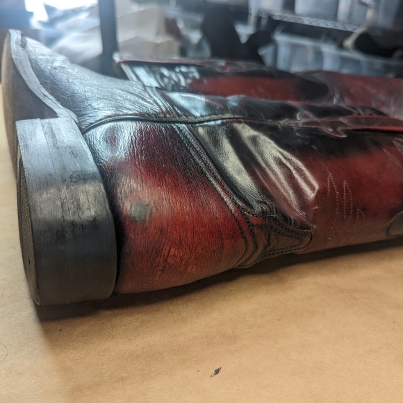 Lucchese Boots men's size 8D Exotic Genuine Black Cherry Smooth Ostrich classic - Picture 8 of 12